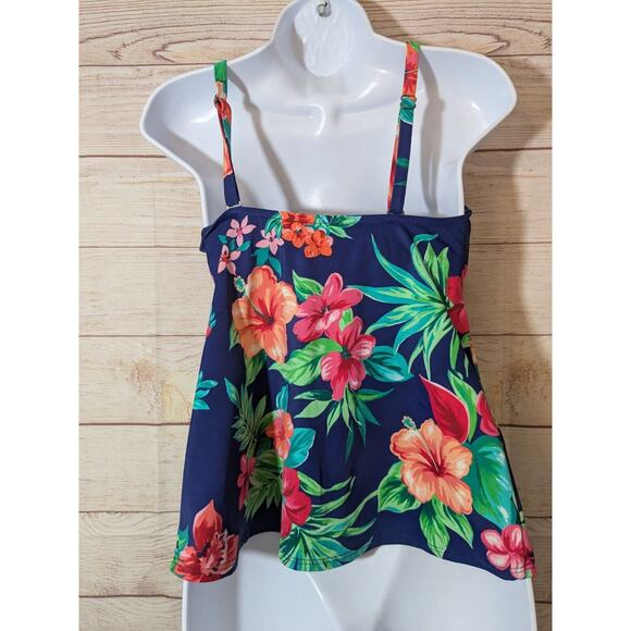ST JOHN'S BAY Women's Tropical Print Tankini Top Underwire Bra Size 8 - Picture 3 of 5